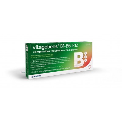 Comprar VITAGOBENS B1 B6 B12 30 COMPRIMIDOS RECUBIERTOS al mejor precio en NuestraFarma, tu farmacia online
