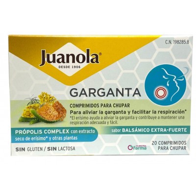 Comprar JUANOLA GARGANTA PROPOLIS COMPLEX 20 COMPRIMIDOS PARA CHUPAR al mejor precio en NuestraFarma, tu farmacia online
