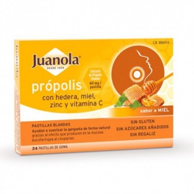 Comprar JUANOLA PASTILLAS BLANDAS PROPOLIS SABOR MIEL 24 U al mejor precio en NuestraFarma, tu farmacia online