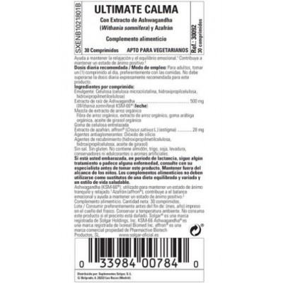 Comprar SOLGAR ULTIMATE CALM 30 COMPRIMIDOS al mejor precio en NuestraFarma, tu farmacia online