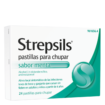 Comprar STREPSILS 24 PASTILLAS PARA CHUPAR (SABOR MENTA) al mejor precio en NuestraFarma, tu farmacia online