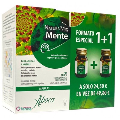 Comprar NATURA MIX ADVANCED MENTE PACK 1+1 2X50 CAPSULAS al mejor precio en NuestraFarma, tu farmacia online