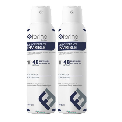 Comprar FARLINE HOMBRE DESODORANTE INVISIBLE SPRAY DUPLO 2 X 150 ML al mejor precio en NuestraFarma, tu farmacia online