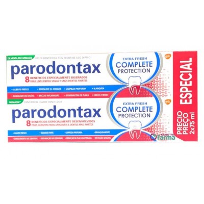 Comprar PARODONTAX COMPLETE PROTECTION EXTRA FRESH 2 ENVASES 75 ML al mejor precio en NuestraFarma, tu farmacia online