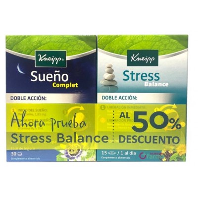 Comprar KNEIPP PACK SUEÑO COMPLET 30 COMPRIMIDOS + STRESS BALANCE 15 COMPRIMIDOS al mejor precio en NuestraFarma, tu farmacia online