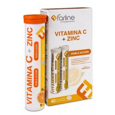 Comprar FARLINE VITAMINA C Y ZINC PACK 2 X 20 COMPRIMIDOS EFERVESCENTES al mejor precio en NuestraFarma, tu farmacia online