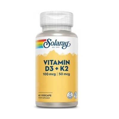 Comprar SOLARAY VITAMINA D3 (100 MCG) & K2 (50MCG) 60 CAPSULAS VEGETALES al mejor precio en NuestraFarma, tu farmacia online