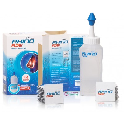 Comprar RHINOFLOW ESTUCHE + IRRIGADOR NASAL 44 SOBRES 3 G + 1 BOTELLA 300 ML al mejor precio en NuestraFarma, tu farmacia online