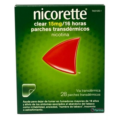 Comprar NICORETTE CLEAR 15 mg/16 h 28 PARCHES TRANSDERMICOS al mejor precio en NuestraFarma, tu farmacia online