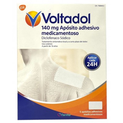 Comprar VOLTADOL 140 MG 5 APOSITOS ADHESIVOS MEDICAMENTOSOS al mejor precio en NuestraFarma, tu farmacia online