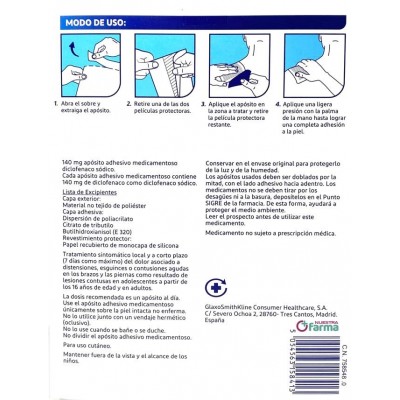 Comprar VOLTADOL 140 MG 5 APOSITOS ADHESIVOS MEDICAMENTOSOS al mejor precio en NuestraFarma, tu farmacia online