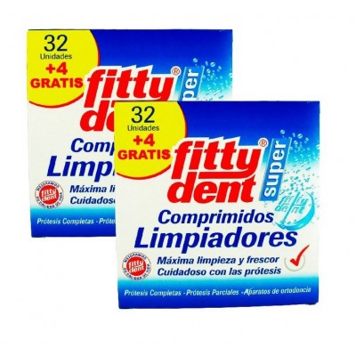 Comprar FITTYDENT SUPER COMPRIMIDOS LIMPIADORES PROTESIS DENTAL DUPLO 2 X 36 COMPRIMIDOS al mejor precio en NuestraFarma, tu farmacia online