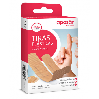Comprar APOSAN BOTIQUIN TIRAS PLASTICAS 4 TAMAÑOS 20 UNIDADES SURTIDAS al mejor precio en NuestraFarma, tu farmacia online