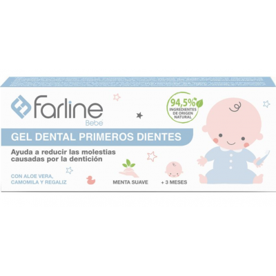 Comprar FARLINE GEL DENTAL PRIMEROS DIENTES 50 ML SABOR MENTA SUAVE al mejor precio en NuestraFarma, tu farmacia online