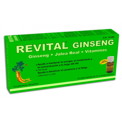 Comprar REVITAL GINSENG + JALEA REAL + VITAMINAS 20 VIALES al mejor precio en NuestraFarma, tu farmacia online
