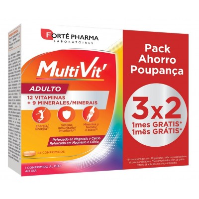 Comprar FORTÉ PHARMA MULTIVIT ADULTO 84 COMPRIMIDOS al mejor precio en NuestraFarma, tu farmacia online