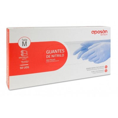 Comprar APOSAN GUANTES DE NITRILO BOTIQUIN TALLA M 50 UNIDADES al mejor precio en NuestraFarma, tu farmacia online