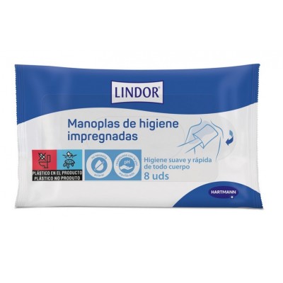 Comprar LINDOR MANOPLAS DE HIGIENE IMPREGNADAS 8 MANOPLAS al mejor precio en NuestraFarma, tu farmacia online