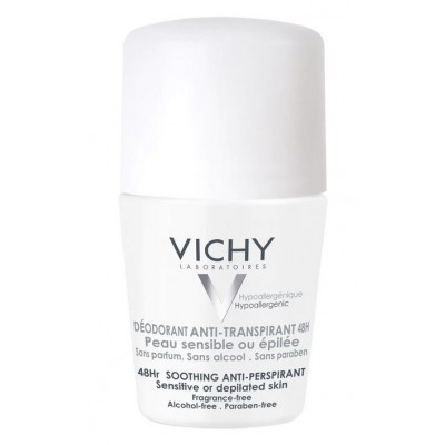 Comprar VICHY DESODORANTE ANTITRANSPIRANTE PIEL SENSIBLE 48 HORAS ROLL-ON 50 ML al mejor precio en NuestraFarma, tu farmacia online