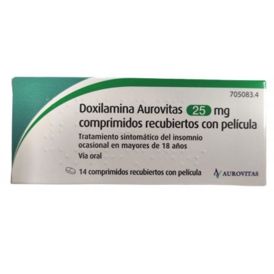 Comprar DOXILAMINA AUROVITAS 25 MG 14 COMPRIMIDOS RECUBIERTOS al mejor precio en NuestraFarma, tu farmacia online
