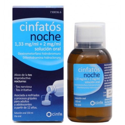 Comprar CINFATOS NOCHE 1,33 MG/ML + 2 MG/ML SOLUCION ORAL 1 FRASCO 150 ML al mejor precio en NuestraFarma, tu farmacia online