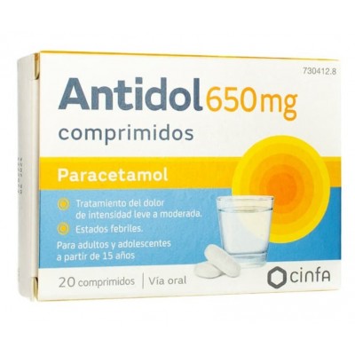Comprar ANTIDOL 650 MG 20 COMPRIMIDOS al mejor precio en NuestraFarma, tu farmacia online