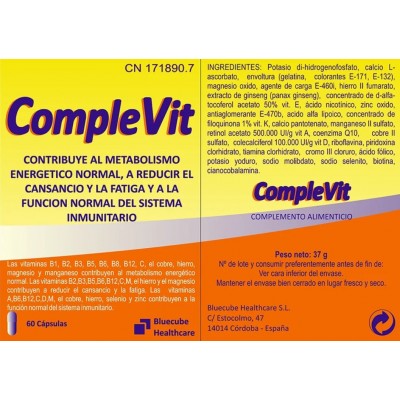Comprar BLUECUBE COMPLEVIT 60 CAPSULAS al mejor precio en NuestraFarma, tu farmacia online