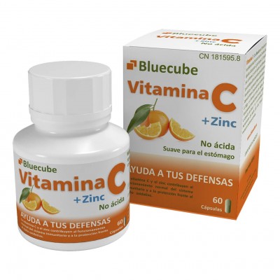 Comprar BLUECUBE VITAMINA C + ZINC 60 CAPSULAS al mejor precio en NuestraFarma, tu farmacia online