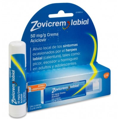 Comprar ZOVICREM LABIAL 50 mg/g CREMA 1 TUBO 2 g + BOMBA DOSIFICADORA al mejor precio en NuestraFarma, tu farmacia online