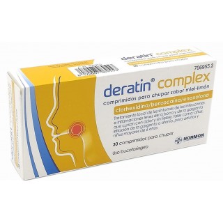 DERATIN COMPLEX 30 COMPRIMIDOS PARA CHUPAR (SABOR MIEL-LIMON)