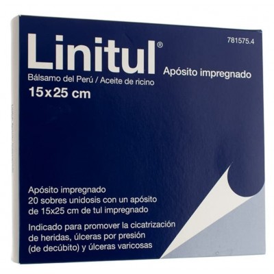 Comprar LINITUL CICATRIZANTE 20 APOSITOS IMPREGNADOS 9 x 15 cm al mejor precio en NuestraFarma, tu farmacia online