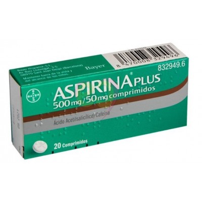 Comprar ASPIRINA PLUS 500 mg/50 mg 20 COMPRIMIDOS al mejor precio en NuestraFarma, tu farmacia online