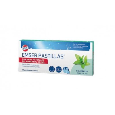 Comprar EMSER PASTILLAS CON MENTOL SIN AZUCAR 30 PASTILLAS PARA CHUPAR al mejor precio en NuestraFarma, tu farmacia online