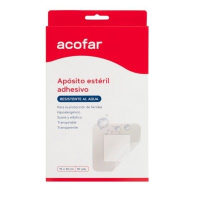 Comprar ACOFAR APOSITO ADHESIVO RESISTENTE AL AGUA 10 UNIDADES 15 CM X 10 CM al mejor precio en NuestraFarma, tu farmacia online