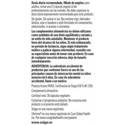 Comprar SOLGAR EARTH SOURCE KOJI IRON 30 CAPSULAS VEGETALES al mejor precio en NuestraFarma, tu farmacia online