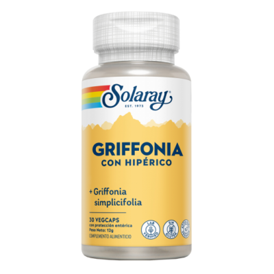 Comprar SOLARAY GRIFFONIA (94% 5-HTP) CON HIPERICO 30 CAPSULAS VEGETALES al mejor precio en NuestraFarma, tu farmacia online