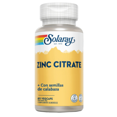 Comprar SOLARAY ZINC CITRATO 50 MG + SEMILLAS CALABAZA 60 CAPSULAS VEGETALES al mejor precio en NuestraFarma, tu farmacia online