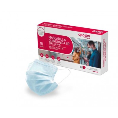 Comprar APOSAN BOTIQUIN MASCARILLA QUIRURGICA IIR 3 CAPAS 10 UNIDADES al mejor precio en NuestraFarma, tu farmacia online