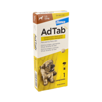 Comprar ADTAB 56 MG 1 COMPRIMIDO MASTICABLE PARA PERROS (1,3–2,5 KG) al mejor precio en NuestraFarma, tu farmacia online
