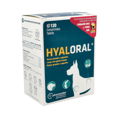Comprar PHARMADIET HYALORAL RAZAS GRANDES Y GIGANTES 120 CAPSULAS al mejor precio en NuestraFarma, tu farmacia online