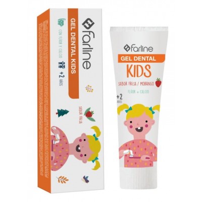 Comprar FARLINE GEL DENTAL KIDS +2 AÑOS SABOR FRESA 75 ML al mejor precio en NuestraFarma, tu farmacia online