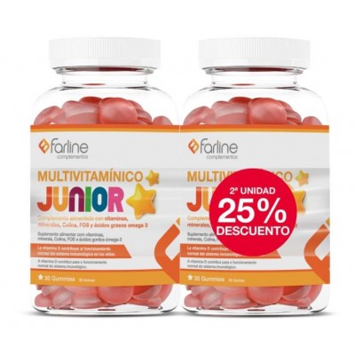 Comprar FARLINE MULTIVITAMINICO JUNIOR DUPLO 2 X 30 GUMMIES al mejor precio en NuestraFarma, tu farmacia online