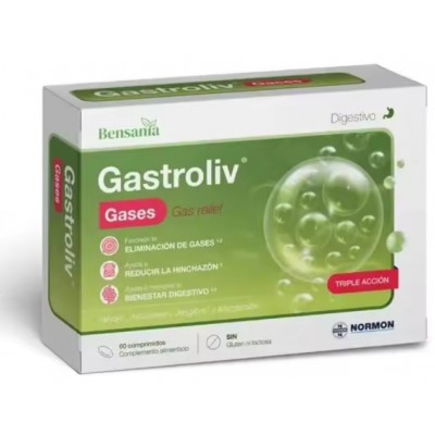 Comprar BENSANIA GASTROLIV GASES 60 COMPRIMIDOS al mejor precio en NuestraFarma, tu farmacia online