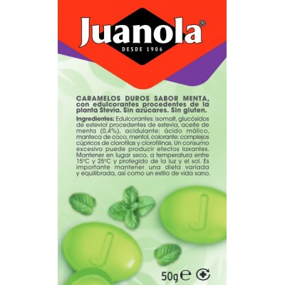 Comprar JUANOLA CARAMELOS SIN AZUCAR SABOR MENTA 50 G al mejor precio en NuestraFarma, tu farmacia online