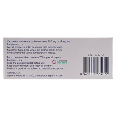 Comprar ALMAX FORTE 750 MG 24 COMPRIMIDOS MASTICABLES SABOR MENTA al mejor precio en NuestraFarma, tu farmacia online