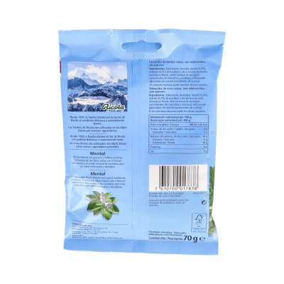 Comprar RICOLA BOLSA CARAMELOS SIN AZUCAR SABOR MENTOL 70 G al mejor precio en NuestraFarma, tu farmacia online