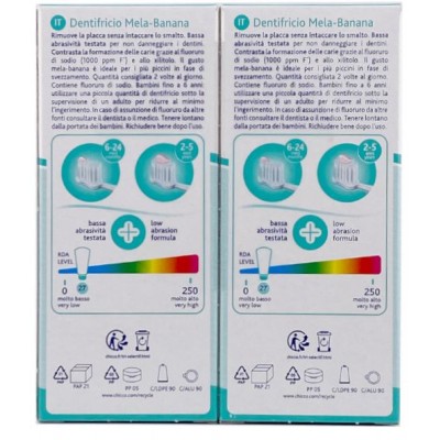 Comprar CHICCO PASTA DE DIENTES 6-24 MESES PLATANO MANZANA 2 X 50 ML al mejor precio en NuestraFarma, tu farmacia online