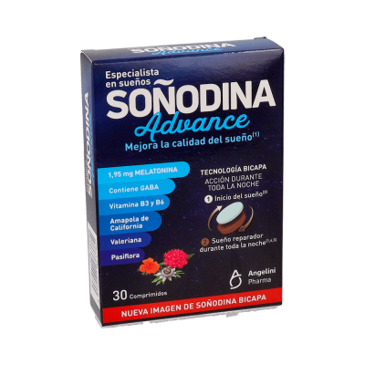 Comprar SOÑODINA ADVANCE MELATONINA BICAPA 30 COMPRIMIDOS al mejor precio en NuestraFarma, tu farmacia online