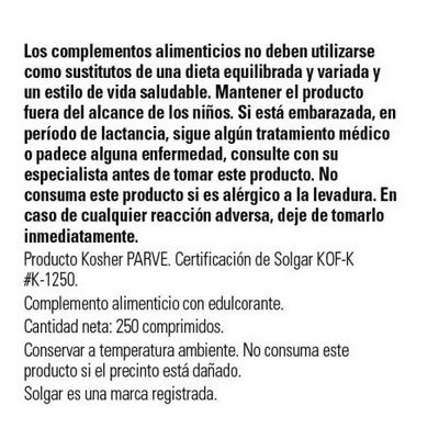 Comprar SOLGAR LEVADURA DE CERVEZA CON VITAMINA B12 250 COMPRIMIDOS al mejor precio en NuestraFarma, tu farmacia online