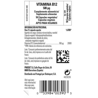 Comprar SOLGAR VITAMINA B12 (CIANOCOBALAMINA) 500 MCG 50 CAPSULAS VEGETALES al mejor precio en NuestraFarma, tu farmacia online